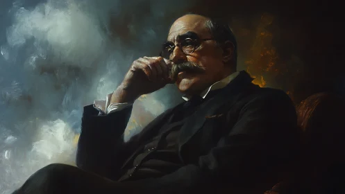 Contemplative gentleman in chiaroscuro oil portrait study