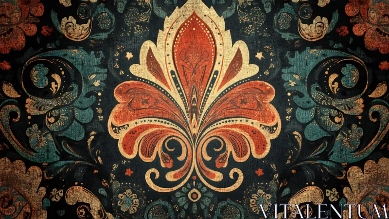 Ornate Baroque Floral Pattern With Vintage Texture, Rich Colors.