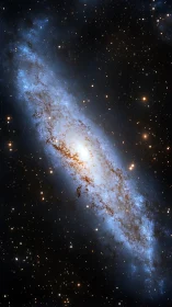 Edge-on barred spiral galaxy with dense stellar field.