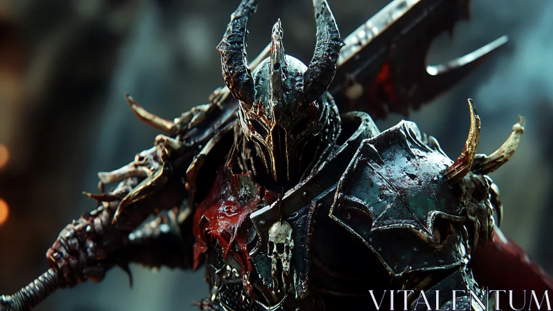 Corroded hellknight in baroque horned armor, cinematic stance.