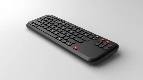 Sleek wireless keyboard harbors chromatic rebellion through scarlet accents.