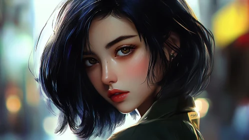 Hyper-detailed digital portrait with cinematic bokeh lighting and gloss