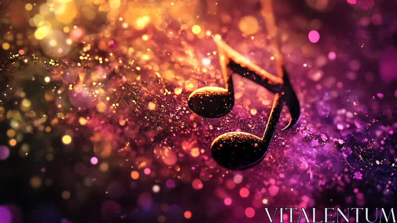 Musical note silhouettes appear over defocused bokeh field
