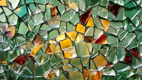 Abstract mosaic of colorful broken glass shards, vibrant texture.