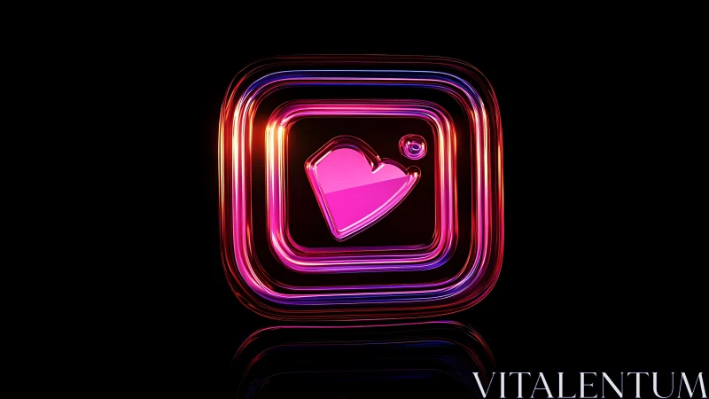Neon Heart Icon with Glowing Concentric Borders.