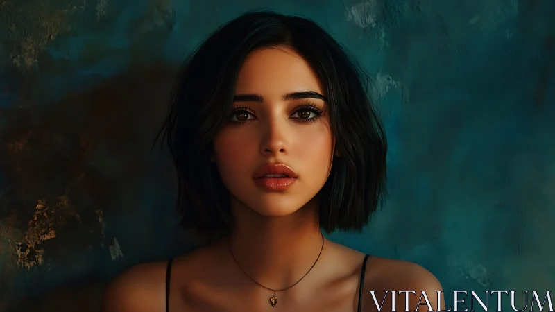 Digital portrait shows young woman with short dark hair