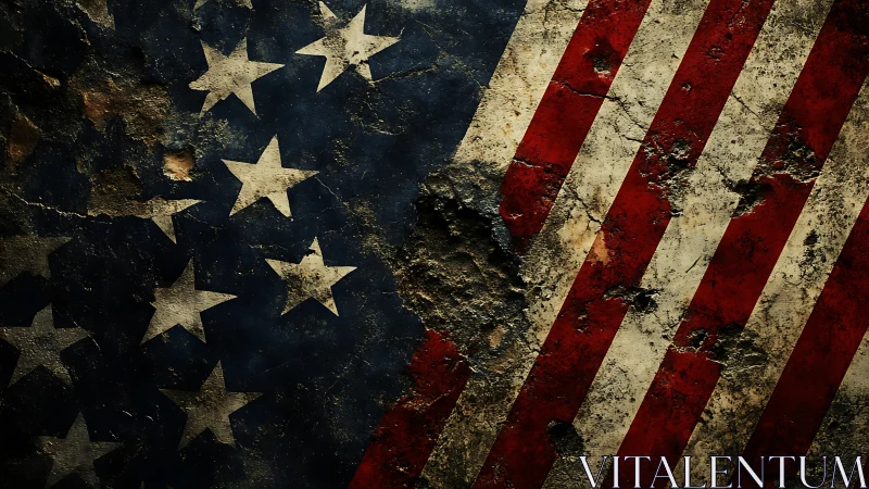 Weathered American flag texture with worn stars and stripes.