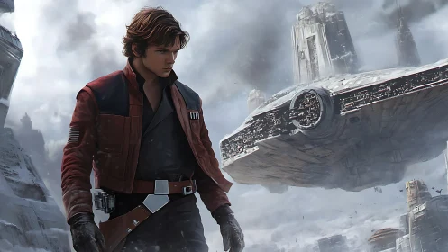 Rogue pilot stalks the snow as a battered freighter looms overhead