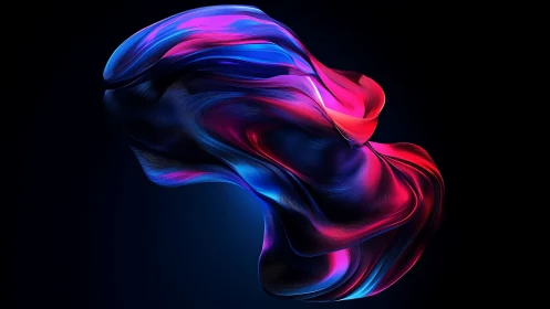 Neon fluid ribbon forms glowing abstract energy shape
