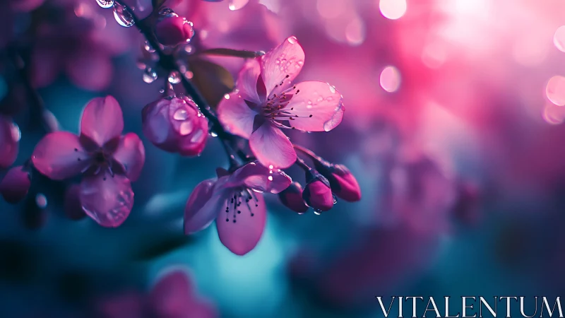 Delicate Pink Blossoms Dancing in Soft Bokeh Light