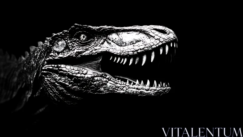 Monochrome raptor snarl carved from shadow and light.