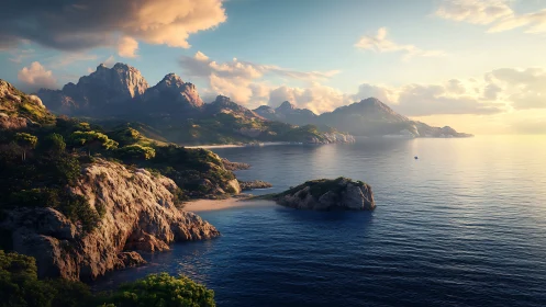 Mediterranean Coastal Mountains at Golden Hour.