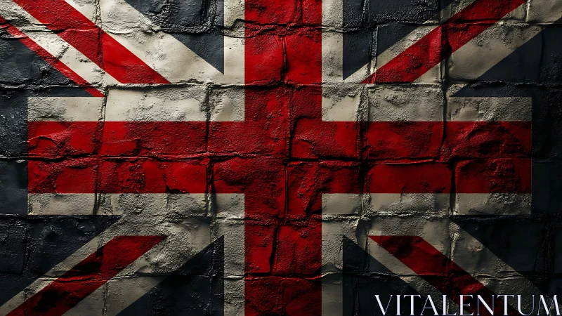 Union Jack mural over distressed brick wall texture.