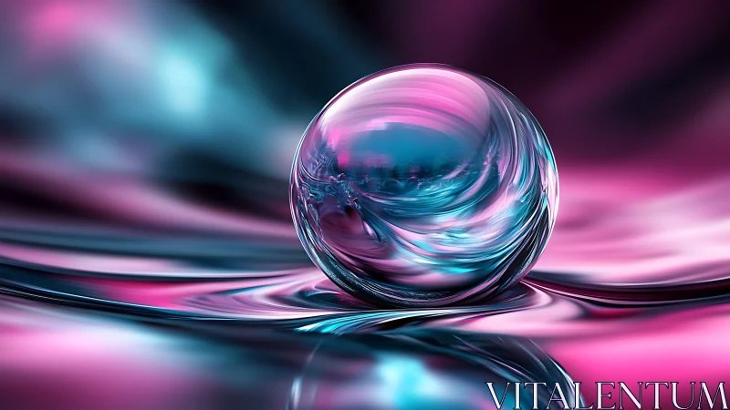 Neon tide crystal sphere drifting on liquid starlight.