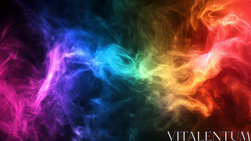 Multicolored luminous smoke forms horizontal spectral band