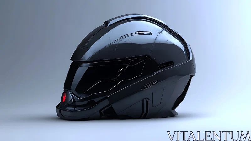 Futuristic black motorcycle helmet with sleek visor profile.