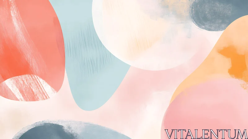 Soft Pastel Abstract Shapes in Minimalist Watercolor Style.