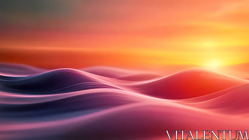 Abstract sunset waves with luminous gradient horizon.