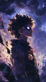 Stormlit void-eyed antihero rises through shattered twilight.