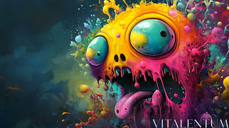 Color-splashed monster bursts with playful, chaotic energy