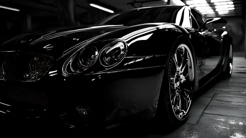 Monochrome hypercar close-up with reflective bodywork sheen.