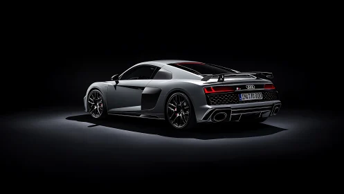 Silver sports coupe is isolated in controlled studio lighting