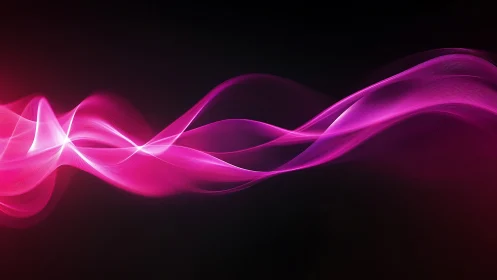Pink light waveforms traverse a dark horizontal background