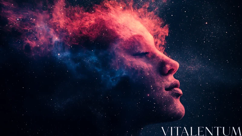 Stellar dreamer dissolves into crimson and cobalt nebulae