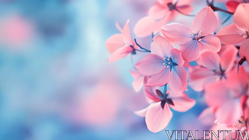 Pink Blossoms Dreaming in Soft Gradient Skies
