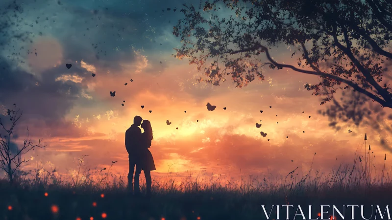 Two Hearts Under a Golden Sunset Sky.