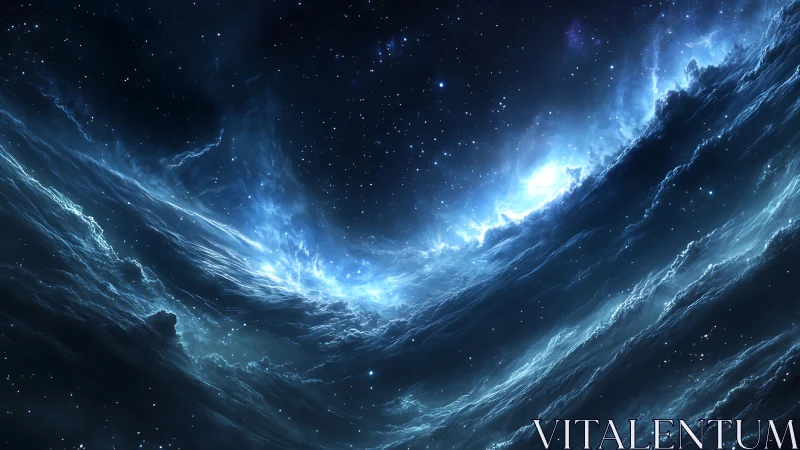 Digital rendering depicts luminous nebular wave formations