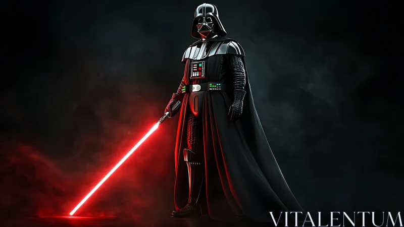 Midnight warlord cloaked in neon crimson starlight stance.