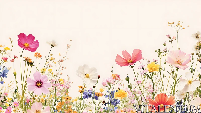 Wildflower Meadow Composition with Cosmos and Mixed Botanicals.