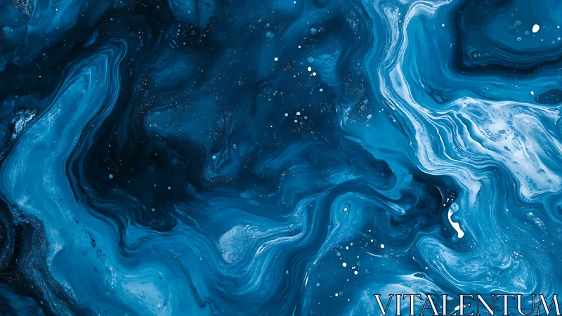 Cerulean fluid abstraction with marbled wave formations.