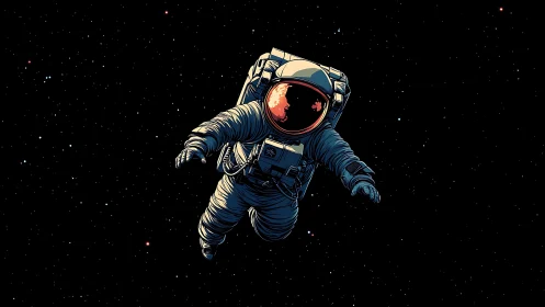 Solitary stargazer astronaut drifting through velvet cosmos.