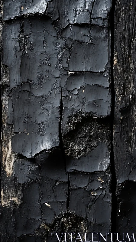 Charred midnight timber cracked into fractured ember maps.