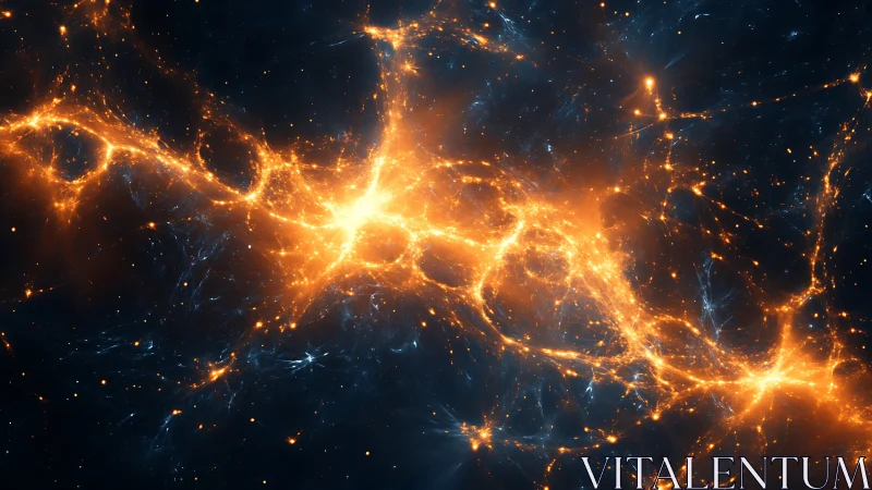 Cosmic filament structure with glowing plasma network.