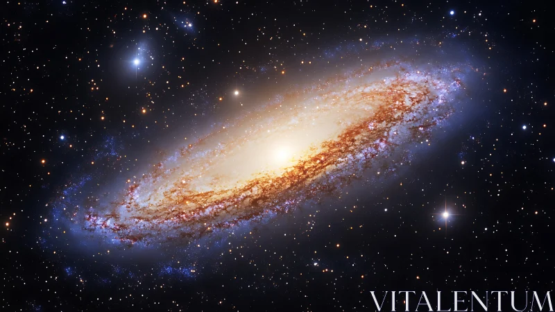 Spiral galaxy with bright core in dense star field.