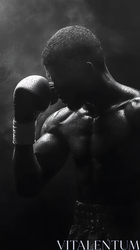 Pugilistic Silhouette: Shadow and Sweat in Combat.
