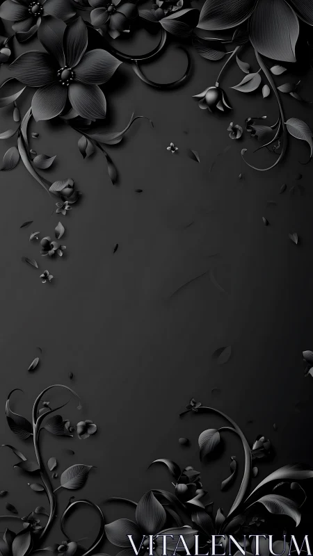 Monochromatic Floral Frame with Sculptural Depth.