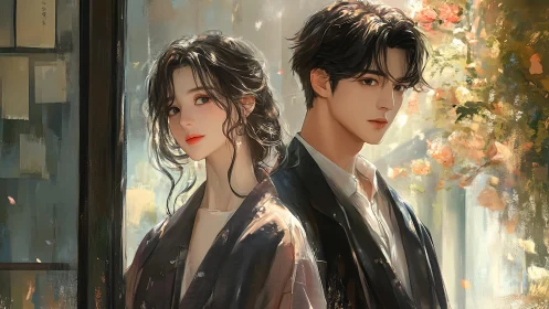 Soft autumn light lingers between two quiet, painted hearts