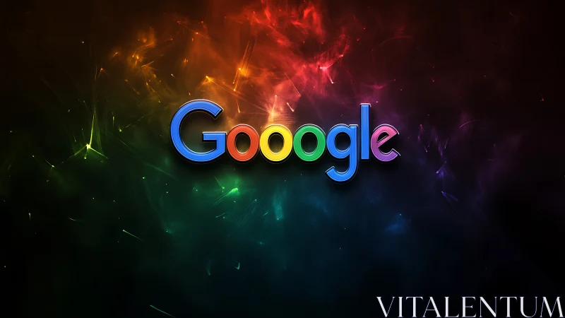Google logo glows against vivid multicolor nebula backdrop.