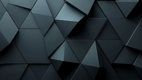 Geometric surface shows dark faceted triangular panels