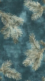 Pine branch pattern on textured teal background surface.
