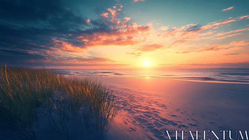 Sunset light paints a peaceful shoreline with glowing grace