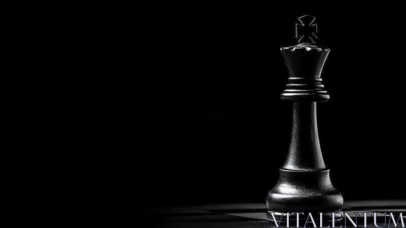 High-contrast chess king in controlled low-key illumination.