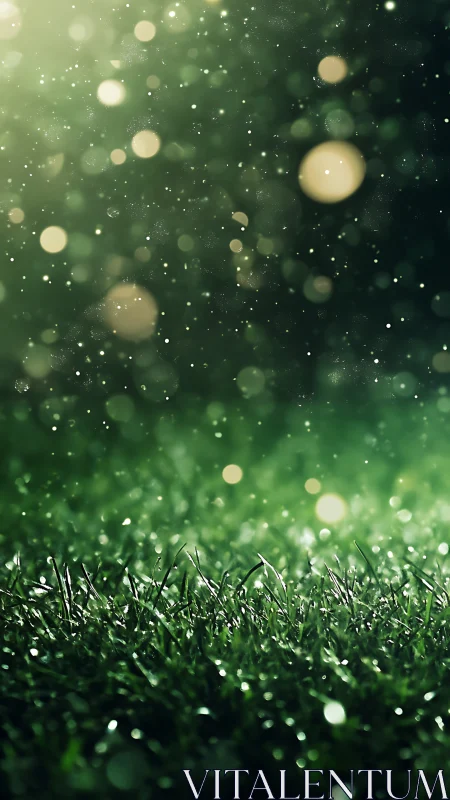 Backlit macro grass with shallow depth of field and bokeh spheres