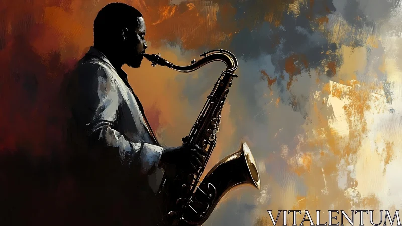 Jazz saxophonist framed by glowing abstract colors.