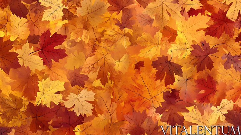 Layered maple foliage pattern in warm autumnal color gradient
