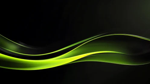 Luminous green waves drifting across a calm dark horizon.